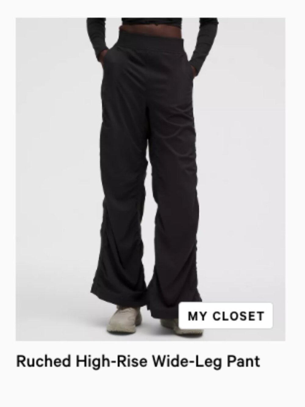 Lululemon - Ruched High-Rise Wide-Leg Pant (Size XS) Black